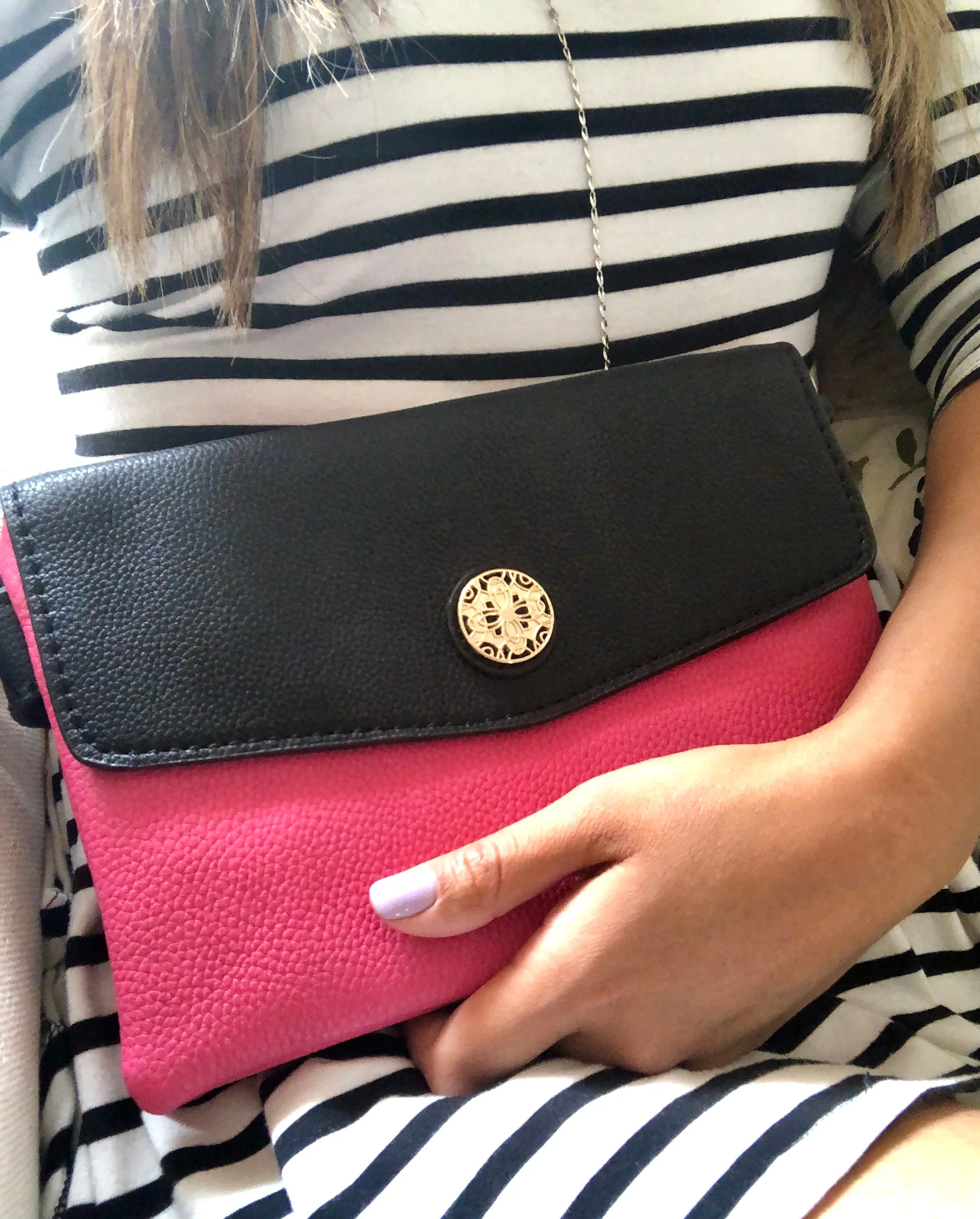 Calista Two-Tone Envelope Clutch Crossbody Bag