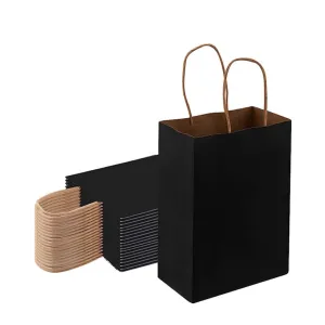 (Set of 20) 33x26cm Kraft Paper Gift Bags Candy Gift Bags Paper Bags - Black