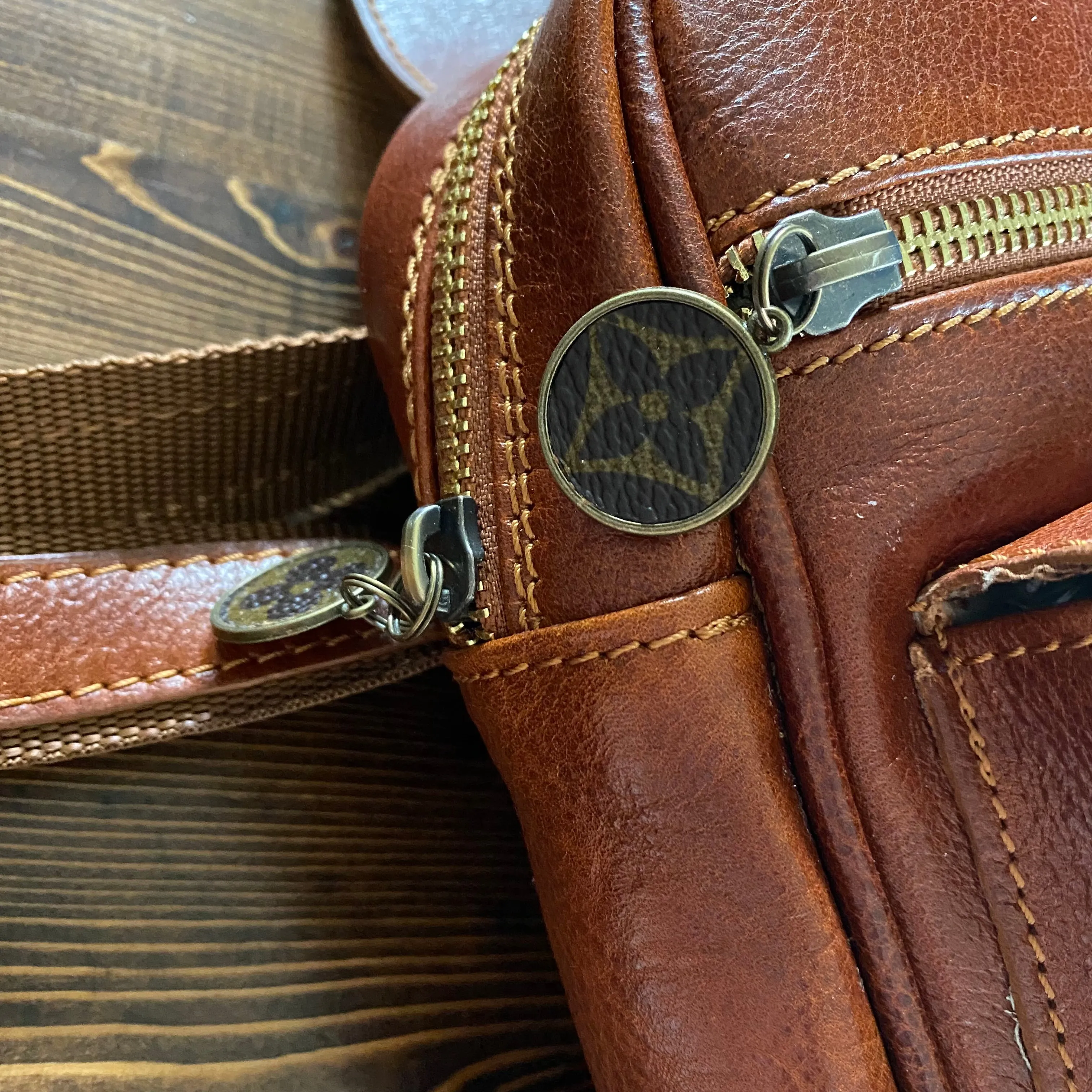 The Stork - Italian Leather Sling Bag with LV Monogram Embellishment