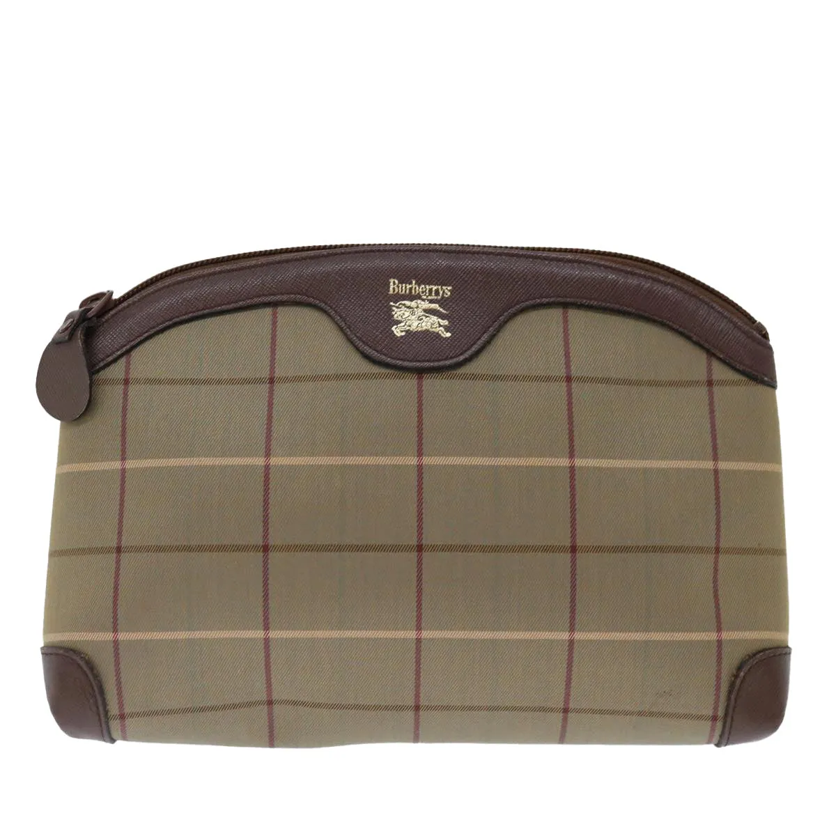 Trendy Inspired Burberryss Nova Check Clutch Bag Canvas Brown Auth Bs13397