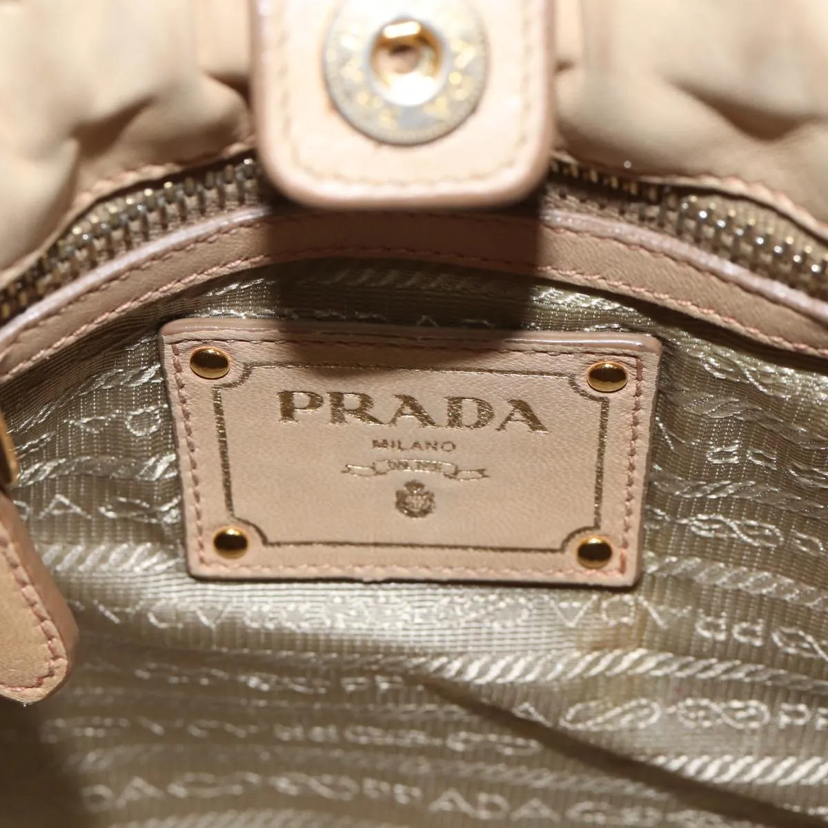 Trendy Inspired Prada Shoulder Bag Leather Beige Auth Ar11638b